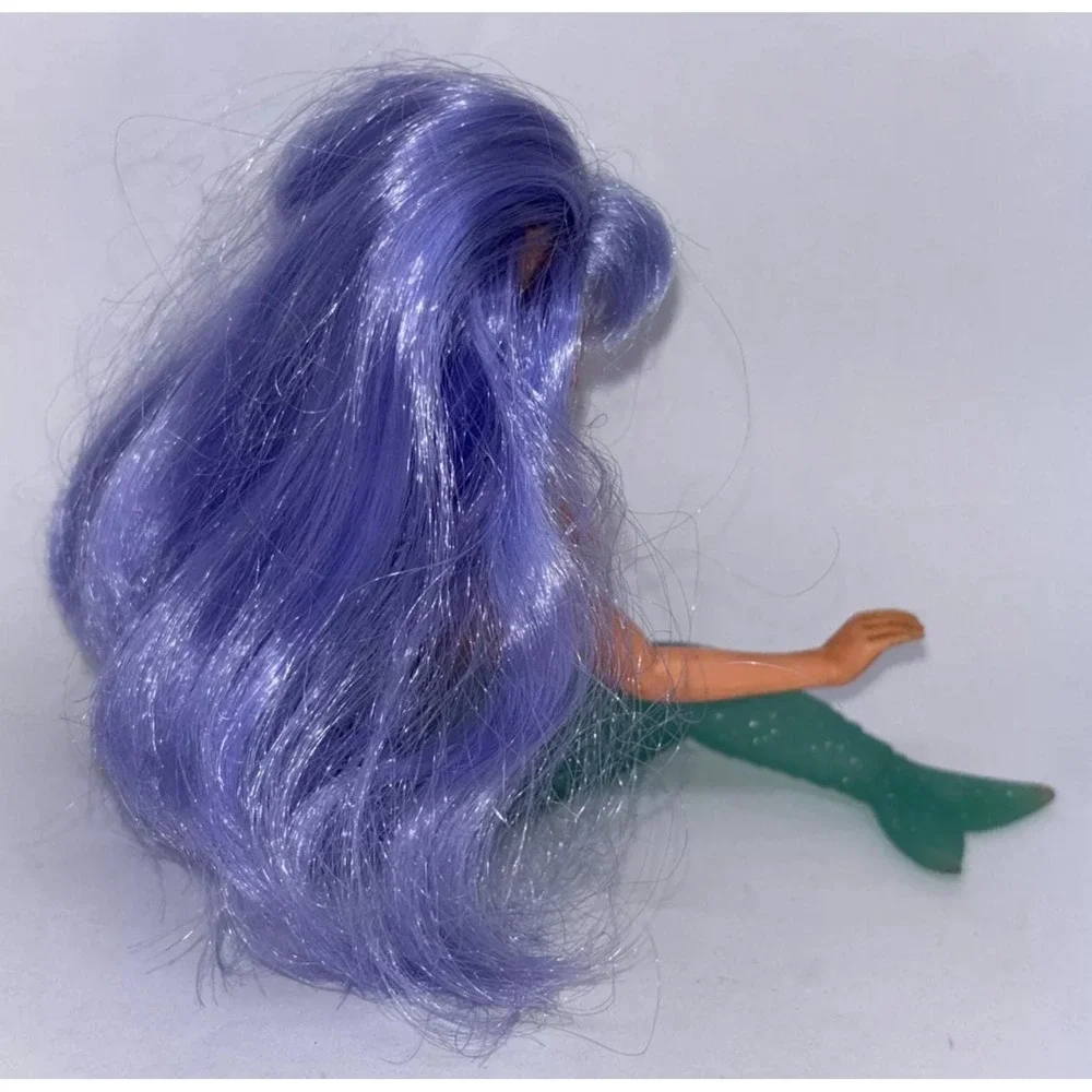Vintage 1990 Tara Toy Mermaid Doll Purple Hair Blue Eyes Rubber Green Tail 6